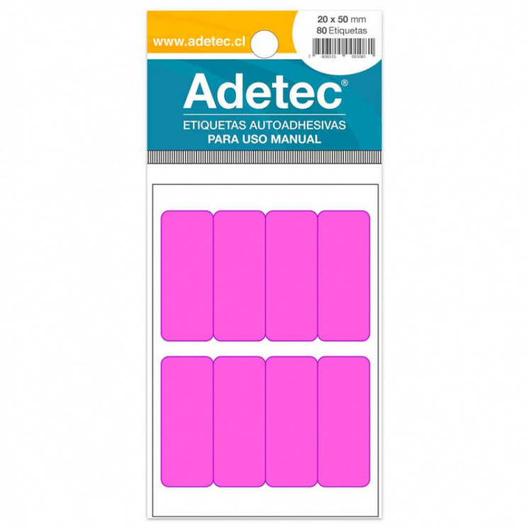 Etiqueta Manual Adetec - Rectangular Mix Fluor 20X50 Mm